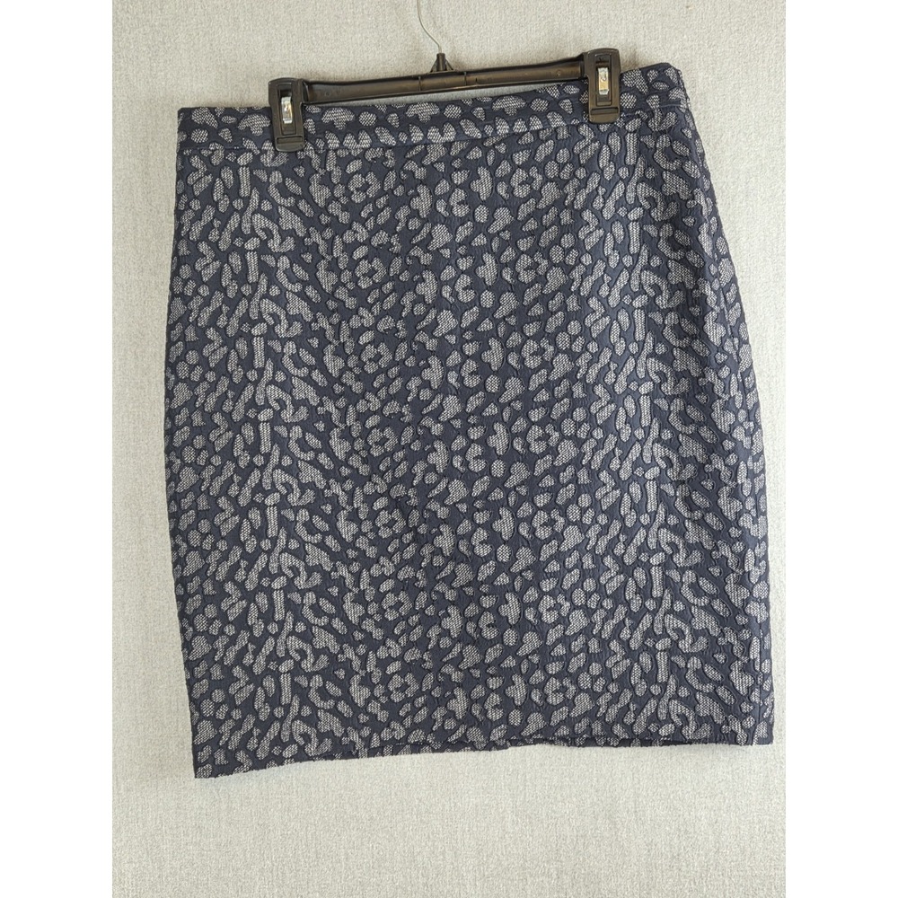 BANANA REPUBLIC Blue & Gray ANIMAL JACQUARD‎ PENCIL Textured Skirt Size 14 Boho